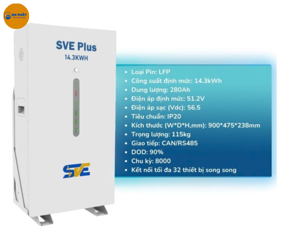 Pin lưu trữ lithium SVE Plus 14.3kWh 512V 280Ah